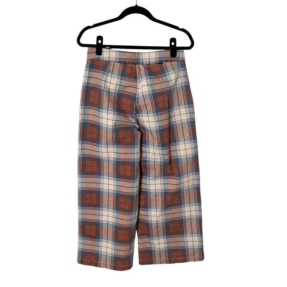 RVCA Womens Niku Plaid Wide Leg High Rise Cropped Pants Rust Blue Size 29 - Picture 5 of 14